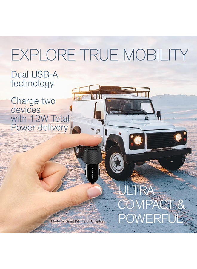 بايكرون Smart 2.4A Car Charger With Dual USB Ports Black - Image 5