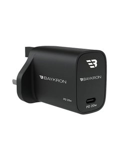 Baykron Portable Wall Charger With Power Delivery USB-C Black  - Image 1