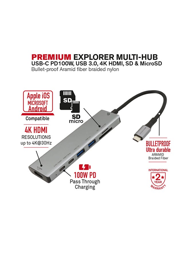 بايكرون Premium Explorer Multi-Hub USB-C Grey - Image 4