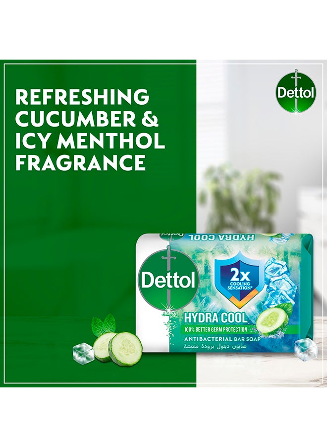 ديتول Cucumber And Icy Menthol Fragrance Hydra Cool Antibacterial Soap Bar 4 Pieces White 120grams  - Image 4