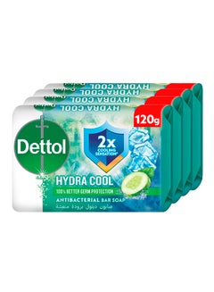 ديتول Cucumber And Icy Menthol Fragrance Hydra Cool Antibacterial Soap Bar 4 Pieces White 120grams  - Image 1