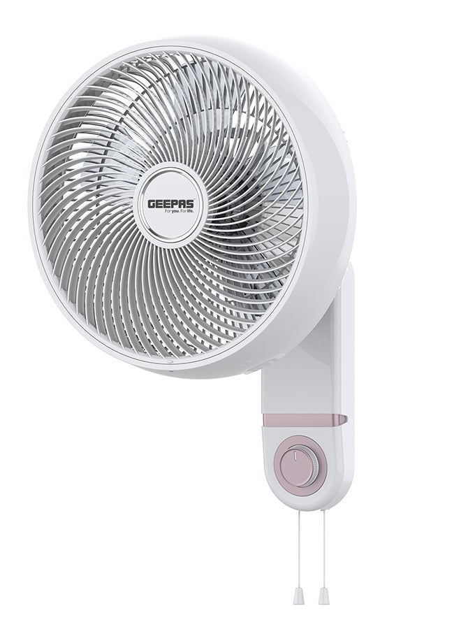 GEEPAS 14" Wall Fan With 3 Speed Setting, ABS Circulator Head, AS 5 Fins Blade, ABS Body, Wide Angle Oscillation, 60W Powerful Motor, Chrome & Silver Painting Decoration 60 W GF21203 White  - Image 1