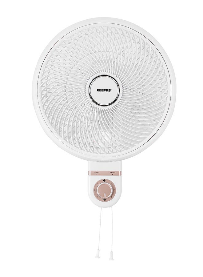 GEEPAS 14" Wall Fan With 3 Speed Setting, ABS Circulator Head, AS 5 Fins Blade, ABS Body, Wide Angle Oscillation, 60W Powerful Motor, Chrome & Silver Painting Decoration 60 W GF21203 White  - Image 3
