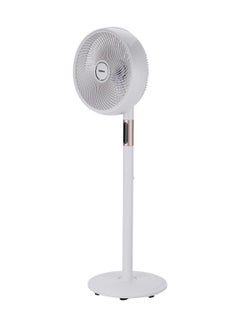 GEEPAS 14" Stand Fan With Remote Control, Oscillation, 3 Speed Setting, 5 Pcs AS Blades, 60W Powerful Motor, 8 Hours Motor, ABs Circulator Head, ABS Body, 3 Mode Natural, Normal, Sleeping 60 W GF21205 White 