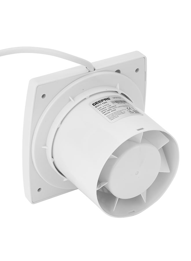 GEEPAS 4” Duct Fan, Rust Free, Speed- 1300 RPM, ABS Material, Ideal For Kitchen & Bathroom, 13W Power, Air Volume-150M3H, Noise-40dB 13 W GF21194 White  - Image 2
