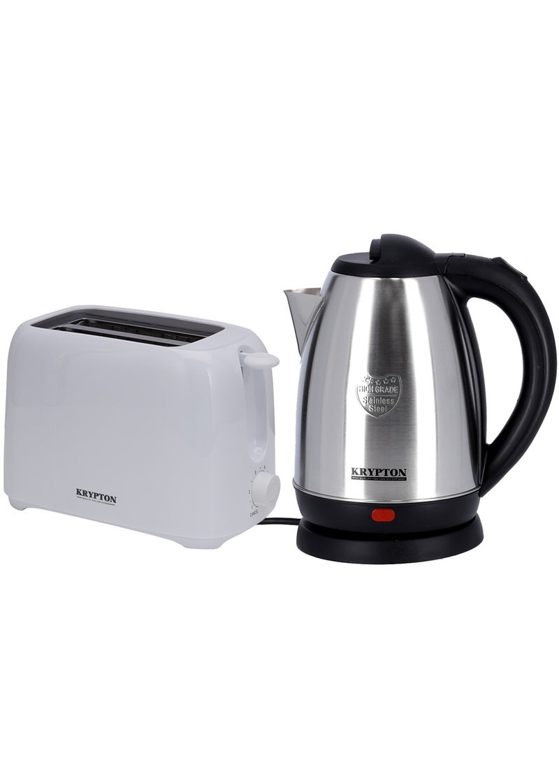KRYPTON 700 Watt 2 Slice Slot Bread Toaster With 1.8 L Stainless Steel Electric Kettle combo set 700 W CKNBT6194+KNK6009 Multicolour  - Image 1