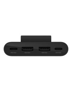 بيلكين موسع الطاقة BoostCharge ذو 4 منافذ بقدرة 30 وات | شاحن محمول مع كابل بطول 2 متر، يتضمن مشبك، 2X USB-C، 2X USB-A، لأجهزة Apple/Android iPhone 14/13/12 Pro Max وiPad وهواتف Samsung والأجهزة اللوحية أسود  - Image 3