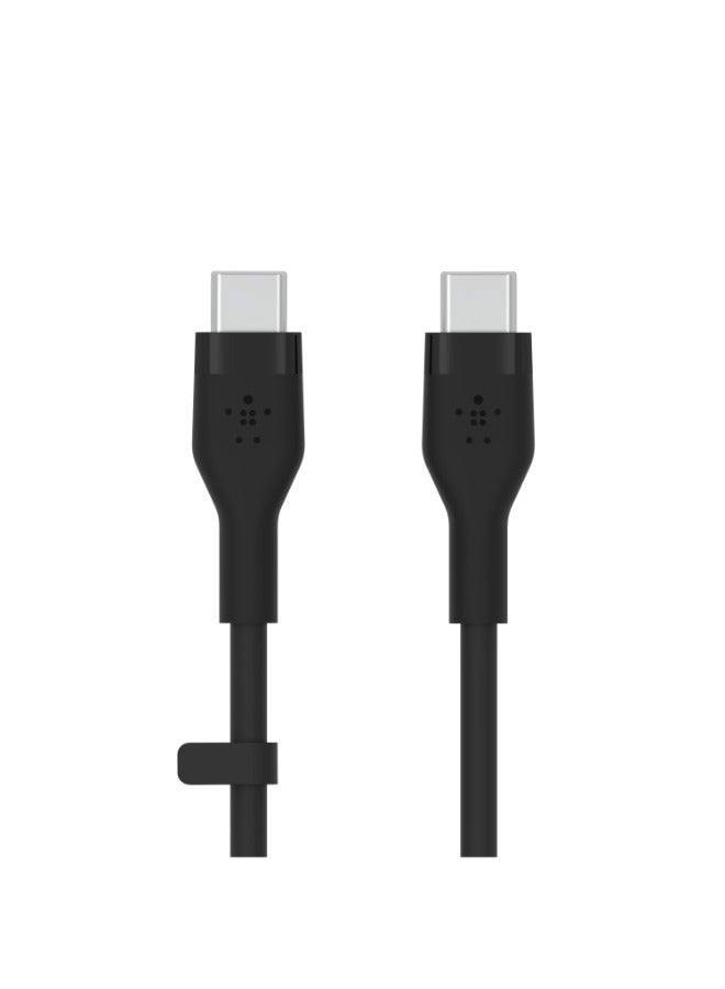 belkin BoostCharge Flex Silicone USB C Cable ChargIng Cable USB type C To USB type C chargIng cable For iPhone 15 Samsung Galaxy S24 S23 iPad MacBook Note Pixel And more   3m Black Black  - Image 3