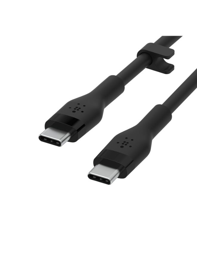 belkin BoostCharge Flex Silicone USB C Cable ChargIng Cable USB type C To USB type C chargIng cable For iPhone 15 Samsung Galaxy S24 S23 iPad MacBook Note Pixel And more   3m Black Black  - Image 5
