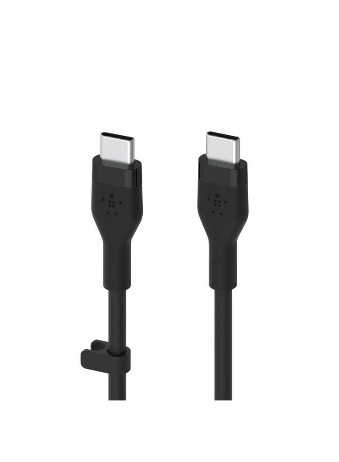 belkin BoostCharge Flex Silicone USB C Cable ChargIng Cable USB type C To USB type C chargIng cable For iPhone 15 Samsung Galaxy S24 S23 iPad MacBook Note Pixel And more   3m Black Black  - Image 4
