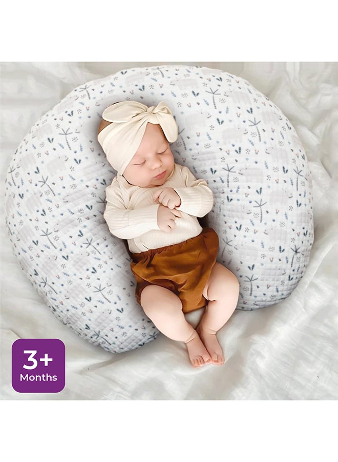 مون MOON Portable Nursing Breast Feeding Baby Support Pillow Cushion With Washable Zippered Cover - Hippo  - Image 5