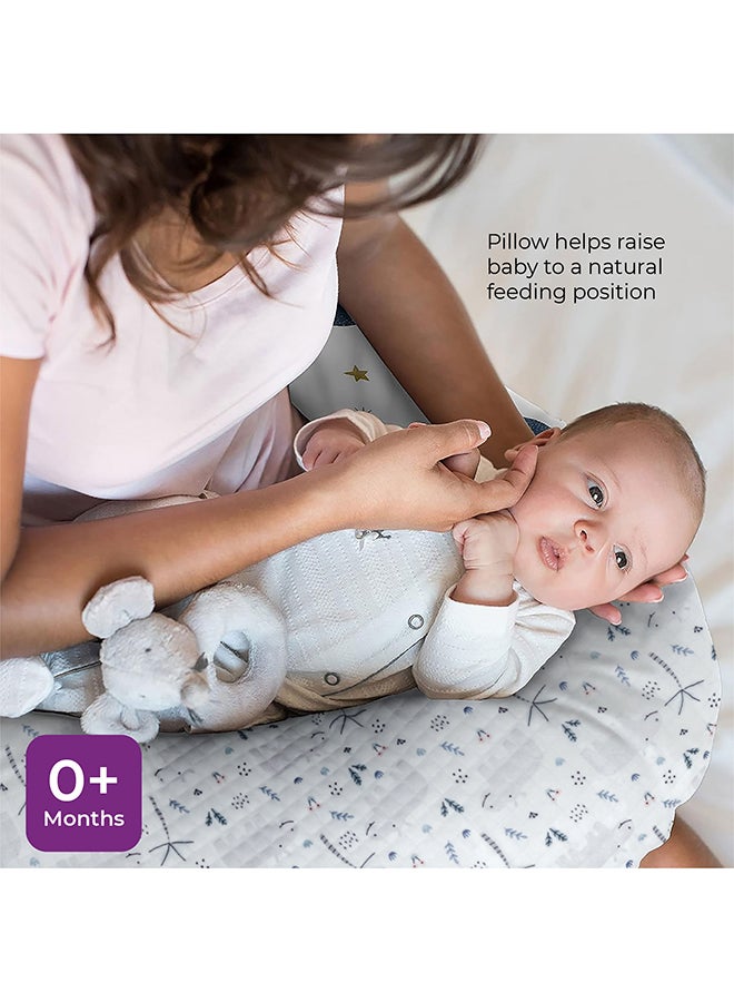 مون MOON Portable Nursing Breast Feeding Baby Support Pillow Cushion With Washable Zippered Cover - Hippo  - Image 4