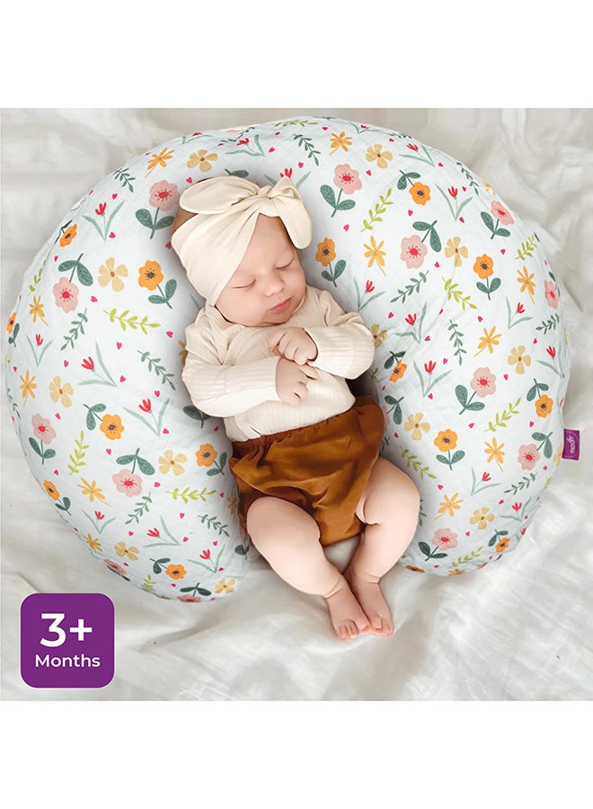 مون MOON Nursing, Breast FeMOON Portable Nursing Breast Feeding Baby Support Pillow Cushion With Washable Zippered Cover - Flowers  - Image 5
