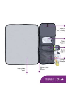 Moon MOON Portable Diaper Changing Station Waterproof Foldable Baby Travel Changing Bag Kit - Light Grey  - Image 2
