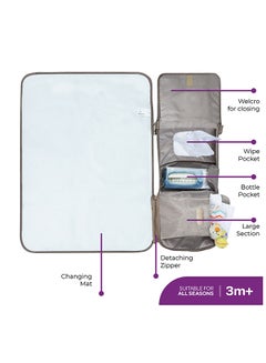 Moon MOON Portable Diaper Changing Station Waterproof Foldable Baby Travel Changing Bag Kit - Beige  - Image 2
