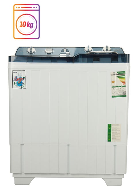 10 KG Semi - Automatic High Efficient Top Loading Washing Machine 10 kg 770 W GSWM18026-1 White
