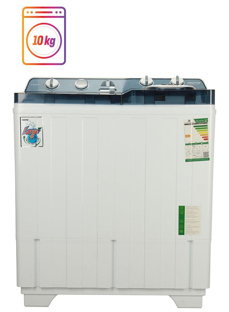 GEEPAS 10 KG Semi - Automatic High Efficient Top Loading Washing Machine 10 kg 770 W GSWM18026-1 White  - Image 1