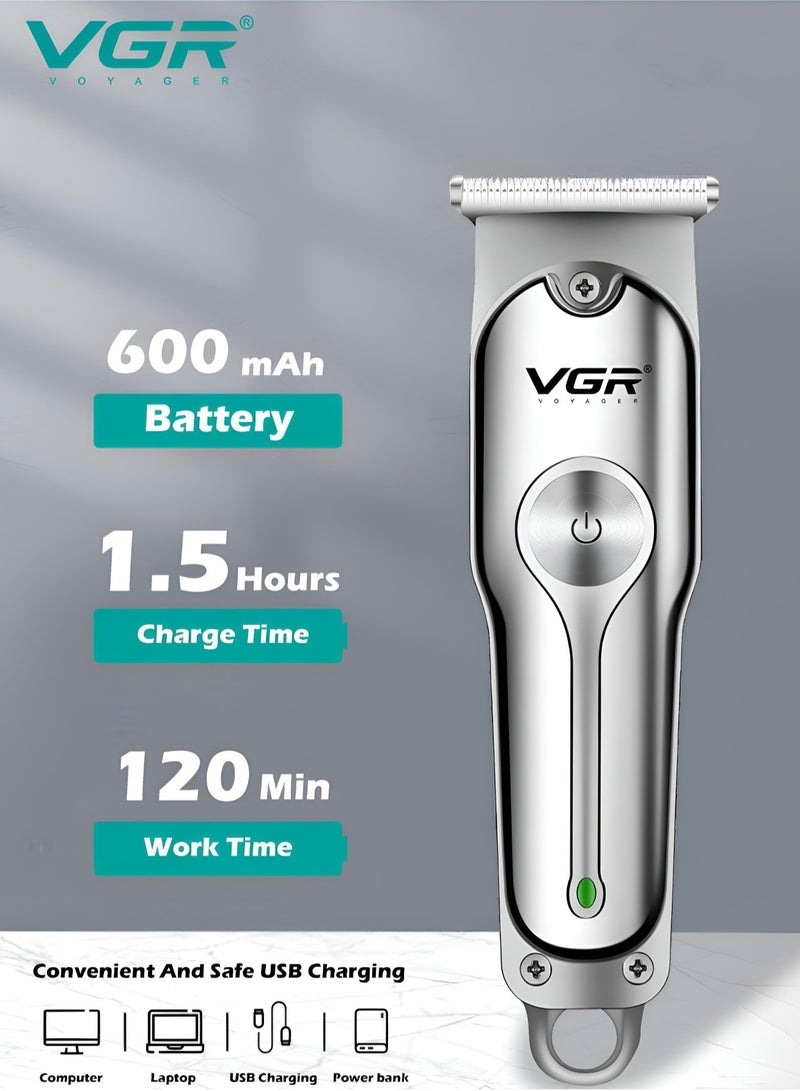 VGR - Hair Clipper Shaver 120Min Working Time 600mAh Battery With 3 Guide Comb Led Light Usb Charging For Home Travel Car Dormitory V-071 - Image 1