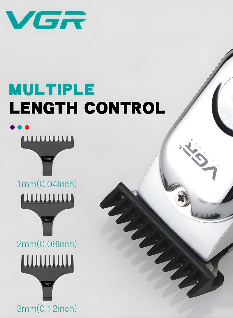 VGR - Hair Clipper Shaver 120Min Working Time 600mAh Battery With 3 Guide Comb Led Light Usb Charging For Home Travel Car Dormitory V-071 - Image 1