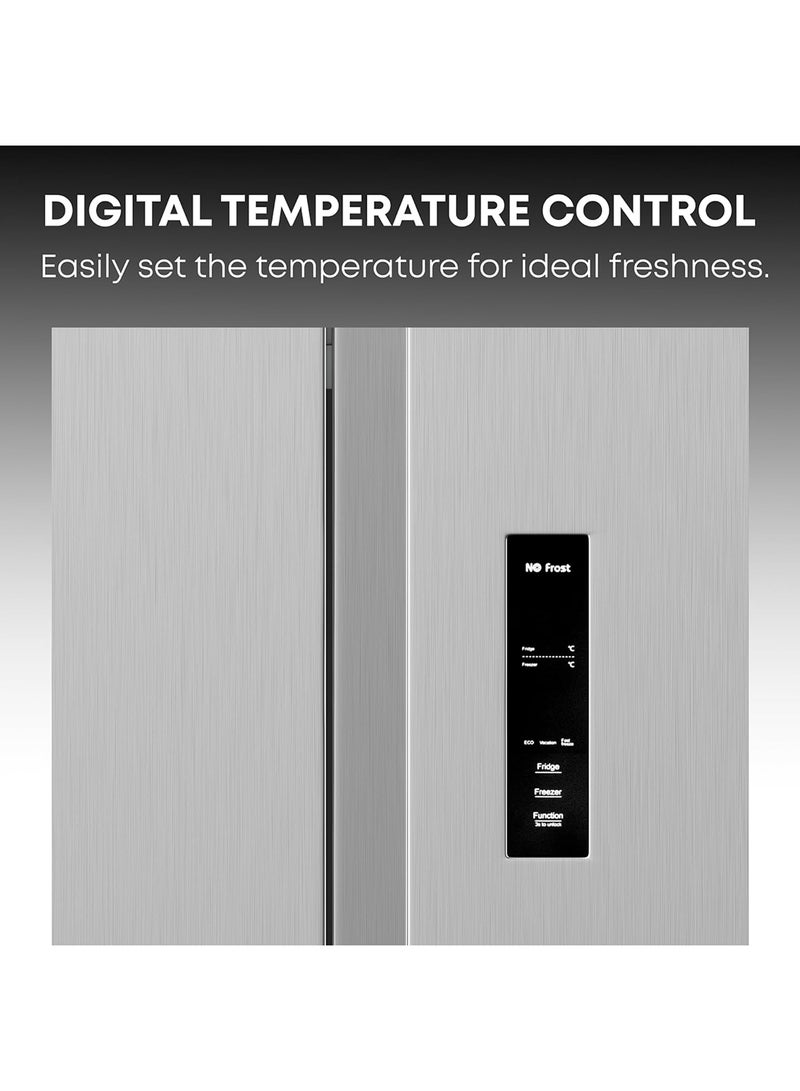 Krome - Side By Side Refrigerator With Water Dispenser, Multi Air Flow, Led Display, Inverter Compressor, Door Alarm, No Frost Cooling System, Twist Ice Maker KR-SBS 700WIM Inox - Image 1