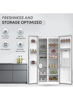 600L Side By Side Refrigerator With Water Dispenser, Multi Air Flow, Door Alarm, Recessed Handles, No Frost Cooling System, Electronic Touch, Temperature Control 600 L KR-SBS 600WM Inox - pnsku/N70019547V/45/_/1707299690/38b47b69-c5ce-4084-b4ca-6553a11964e5