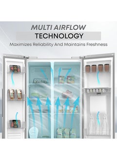 600L Side By Side Refrigerator With Water Dispenser, Multi Air Flow, Door Alarm, Recessed Handles, No Frost Cooling System, Electronic Touch, Temperature Control 600 L KR-SBS 600WM Inox - pnsku/N70019547V/45/_/1707299690/7801f1b2-15b3-427a-b092-3696aec50cf8