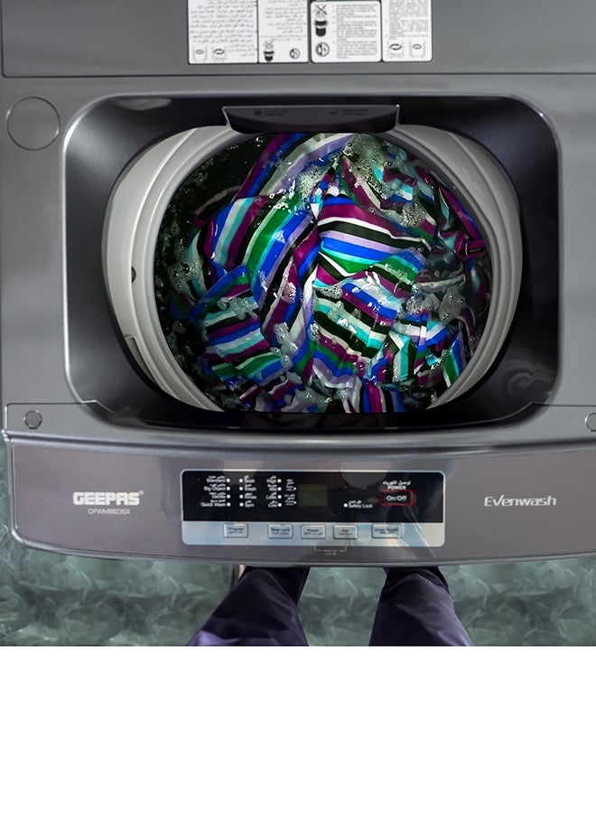 GEEPAS - Fully Automatic Top Load Washing Machine With Durable Body/Highly Efficient/Premium Design/LED Digital Display/Diamond Drum For Better Cleaning 9 KG 9 kg 540 W GFWM1090SCXN-1 Grey - Image 1
