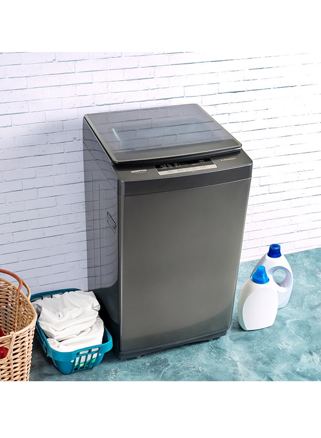 GEEPAS - Fully Automatic Top Load Washing Machine With Durable Body/Highly Efficient/Premium Design/LED Digital Display/Diamond Drum For Better Cleaning 9 KG 9 kg 540 W GFWM1090SCXN-1 Grey - Image 1