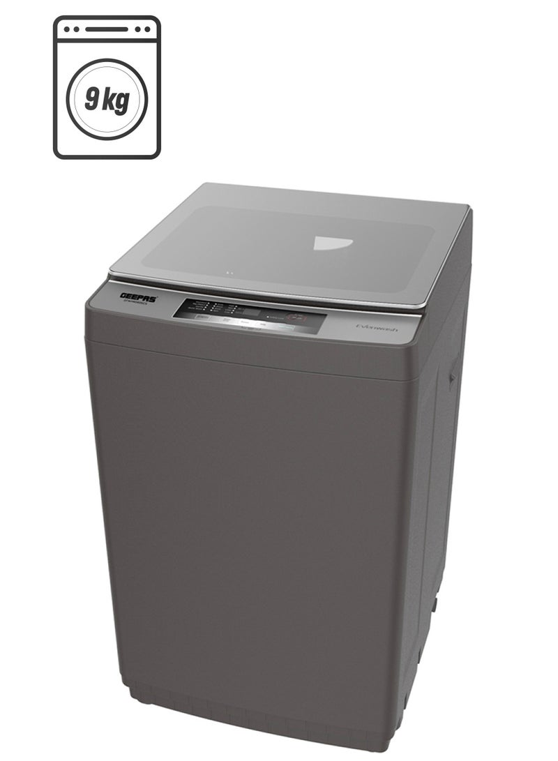 GEEPAS - Fully Automatic Top Load Washing Machine With Durable Body/Highly Efficient/Premium Design/LED Digital Display/Diamond Drum For Better Cleaning 9 KG 9 kg 540 W GFWM1090SCXN-1 Grey - Image 1