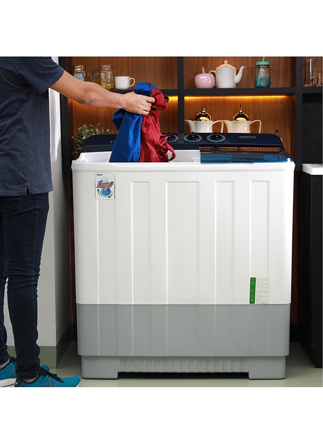 GEEPAS Twin Tub Semi-Automatic Washing Machine with Big Pulsater,High Back Control Panel, Highly Efficient with Magic Filter,Classic Design 18 kg 980 W GSWM6491-1 White  - Image 2