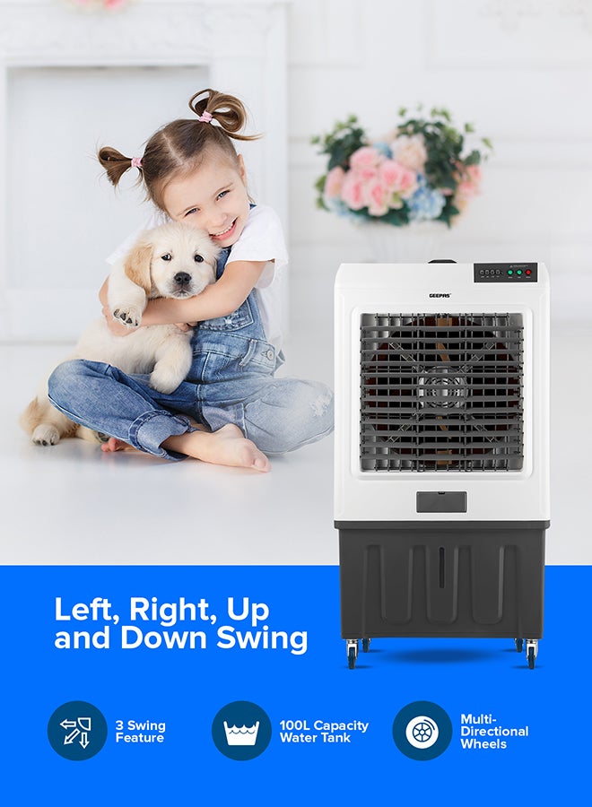 جيباس Air Cooler- GAC16019, Equipped with Ice Box Technology, 3 Wind Speed, Left, Right, Up and Down Swing, Ideal for Home and Office 100 L 450 W GAC16019 White & Grey  - Image 5