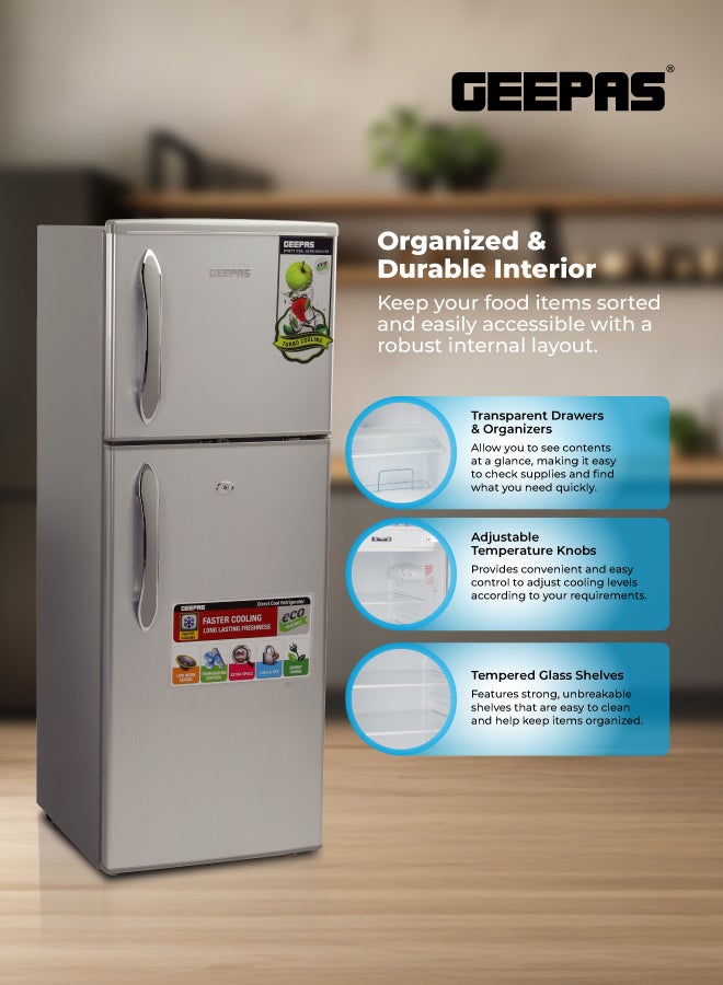 GEEPAS Double Door Direct Cool Refrigerator, 132L (4.7 Cu. Ft.), Crystal Silver - GRF1857WPN 120 W GRF1857WPN-1 Grey - Image 4