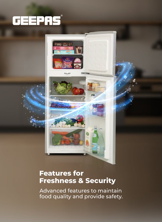 GEEPAS Double Door Direct Cool Refrigerator, 132L (4.7 Cu. Ft.), Crystal Silver - GRF1857WPN 120 W GRF1857WPN-1 Grey - Image 5