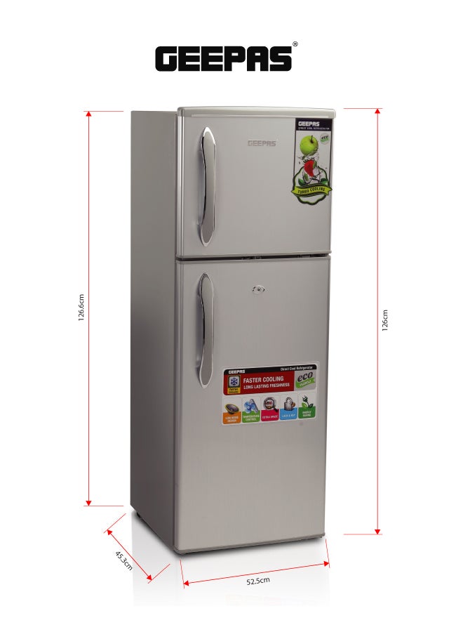 GEEPAS Double Door Direct Cool Refrigerator, 132L (4.7 Cu. Ft.), Crystal Silver - GRF1857WPN 120 W GRF1857WPN-1 Grey - Image 5