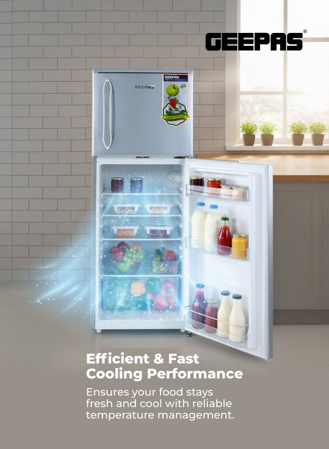 GEEPAS Double Door Direct Cool Refrigerator, 132L (4.7 Cu. Ft.), Crystal Silver - GRF1857WPN 120 W GRF1857WPN-1 Grey - Image 3