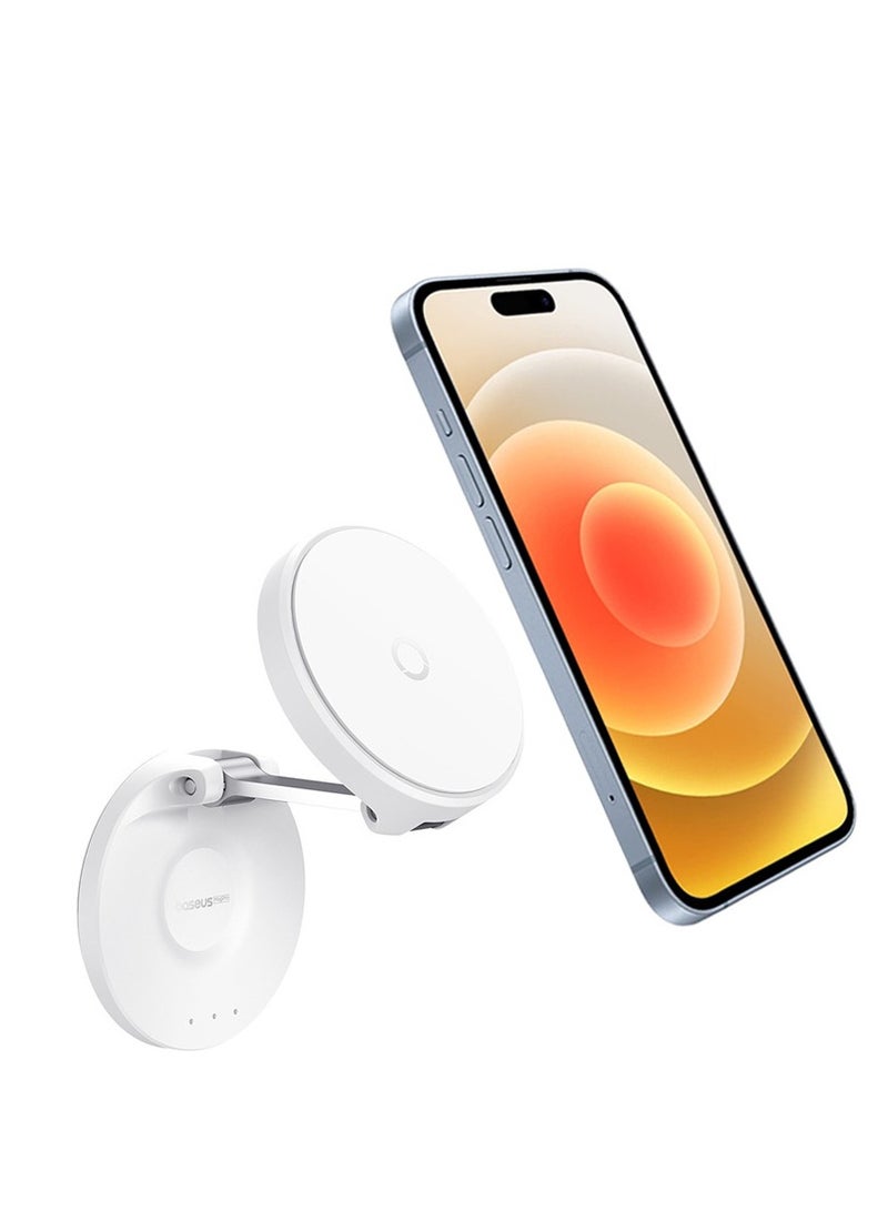 Baseus - MagPro Series Magnetic Foldable Phone Mount Holder 360° Rotatable Adjustable Arm Wall-Mounted Stand For iPhone 15 Plus, 15 Pro Max, Huawei Mate60 Pro, Samsung Galaxy S23, Xiaomi 13 Pro White - Image 1