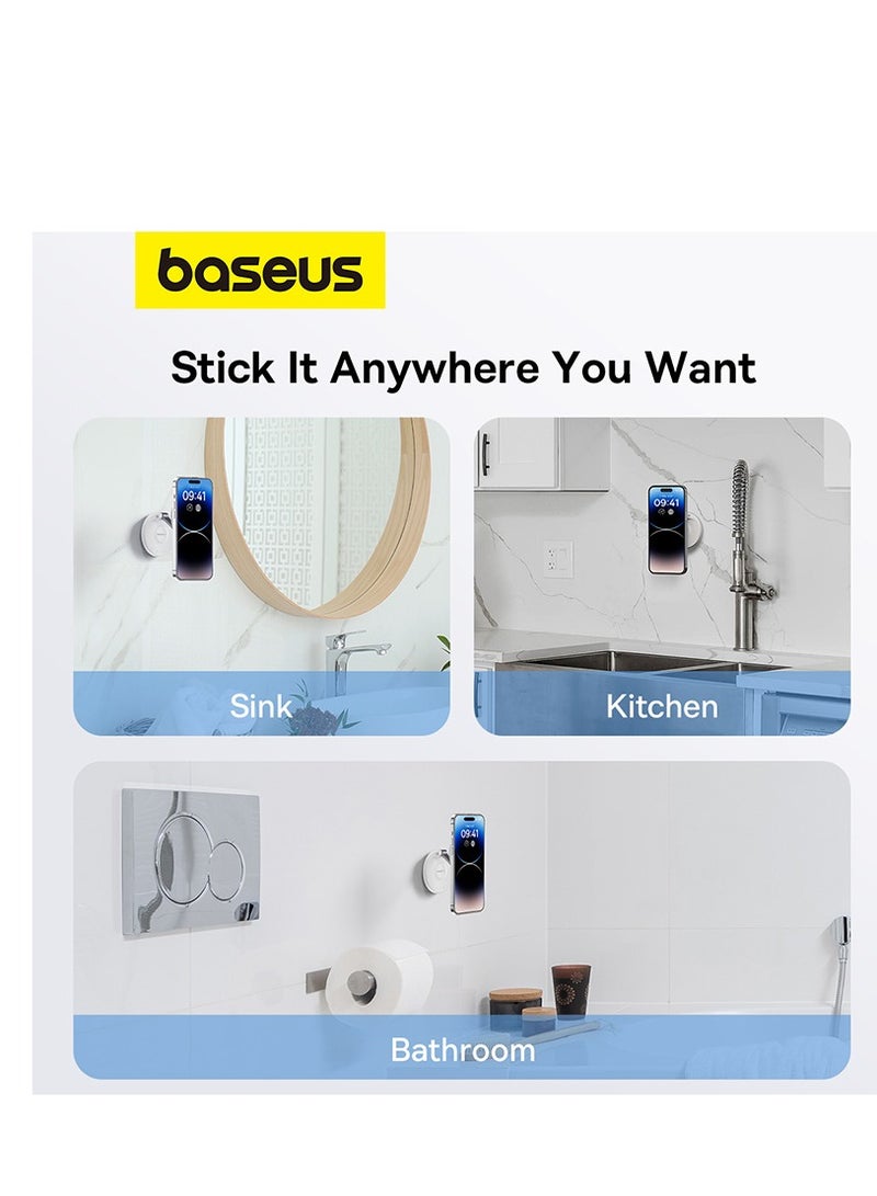 Baseus - MagPro Series Magnetic Foldable Phone Mount Holder 360° Rotatable Adjustable Arm Wall-Mounted Stand For iPhone 15 Plus, 15 Pro Max, Huawei Mate60 Pro, Samsung Galaxy S23, Xiaomi 13 Pro White - Image 1