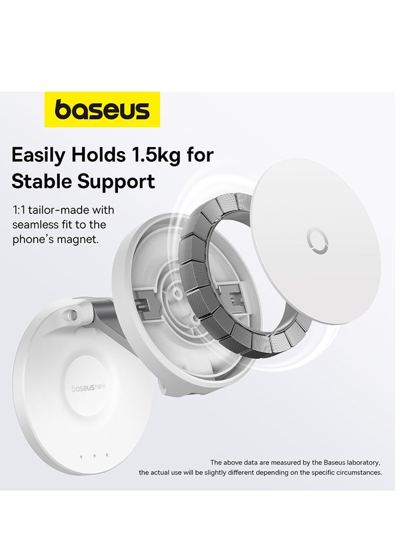 Baseus - MagPro Series Magnetic Foldable Phone Mount Holder 360° Rotatable Adjustable Arm Wall-Mounted Stand For iPhone 15 Plus, 15 Pro Max, Huawei Mate60 Pro, Samsung Galaxy S23, Xiaomi 13 Pro White - Image 1