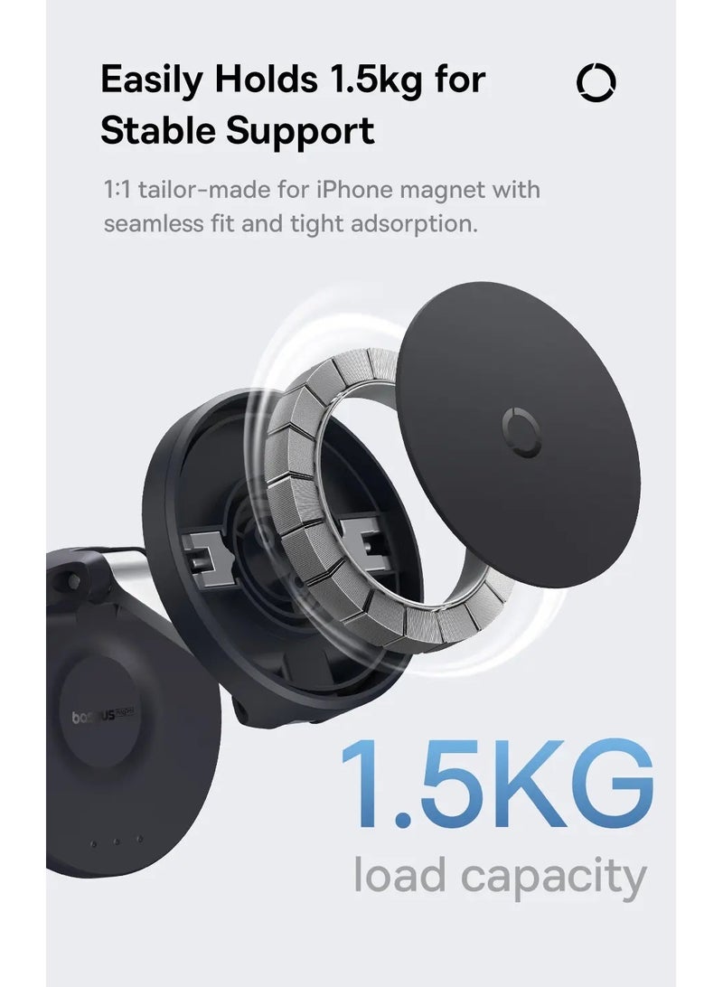 Baseus MagPro Series Magnetic Foldable Phone Mount Holder 360° Rotatable Adjustable Arm Wall-Mounted Stand For iPhone 15 Plus, 15 Pro Max, Huawei Mate60 Pro, Samsung Galaxy S23, Xiaomi 13 Pro Black - Image 4