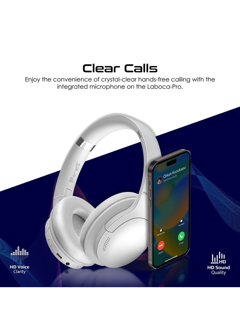 PROMATE - Wireless Headphones HiFidelity OverEar WiredWireless Bluetooth v5.4 Headset with Microphone 24H Playtime 300mAh Battery Foldable Design White White - Image 1