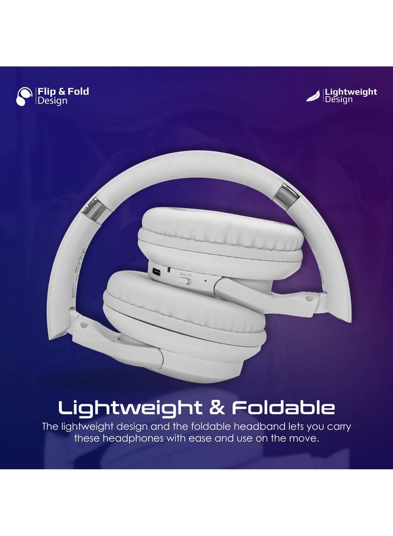 PROMATE - Wireless Headphones HiFidelity OverEar WiredWireless Bluetooth v5.4 Headset with Microphone 24H Playtime 300mAh Battery Foldable Design White White - Image 1