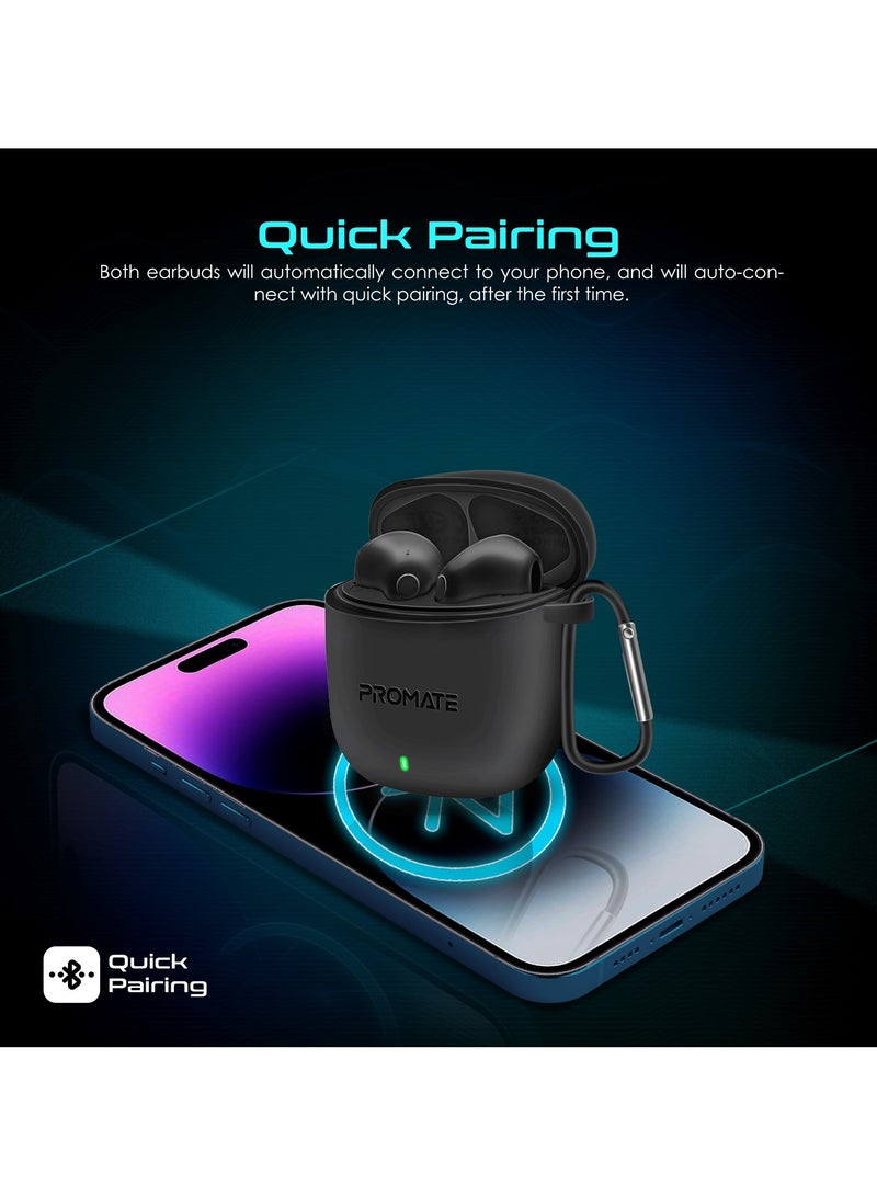 PROMATE - Wireless Earbuds, In-Ear Bluetooth v5.3 with ENC Noise Reduction, 30-hour Playback Time, Intelligent Touch Controls and 300mAh Charging Case Black - Image 1