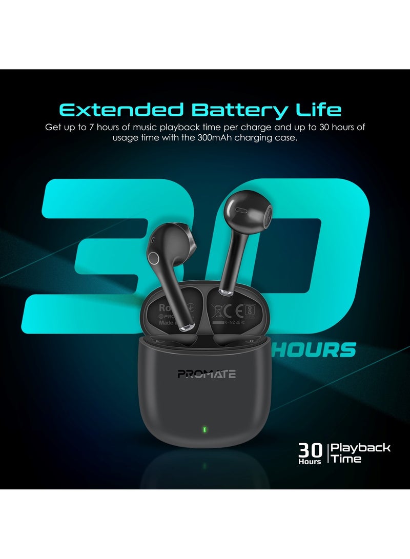 PROMATE - Wireless Earbuds, In-Ear Bluetooth v5.3 with ENC Noise Reduction, 30-hour Playback Time, Intelligent Touch Controls and 300mAh Charging Case Black - Image 1