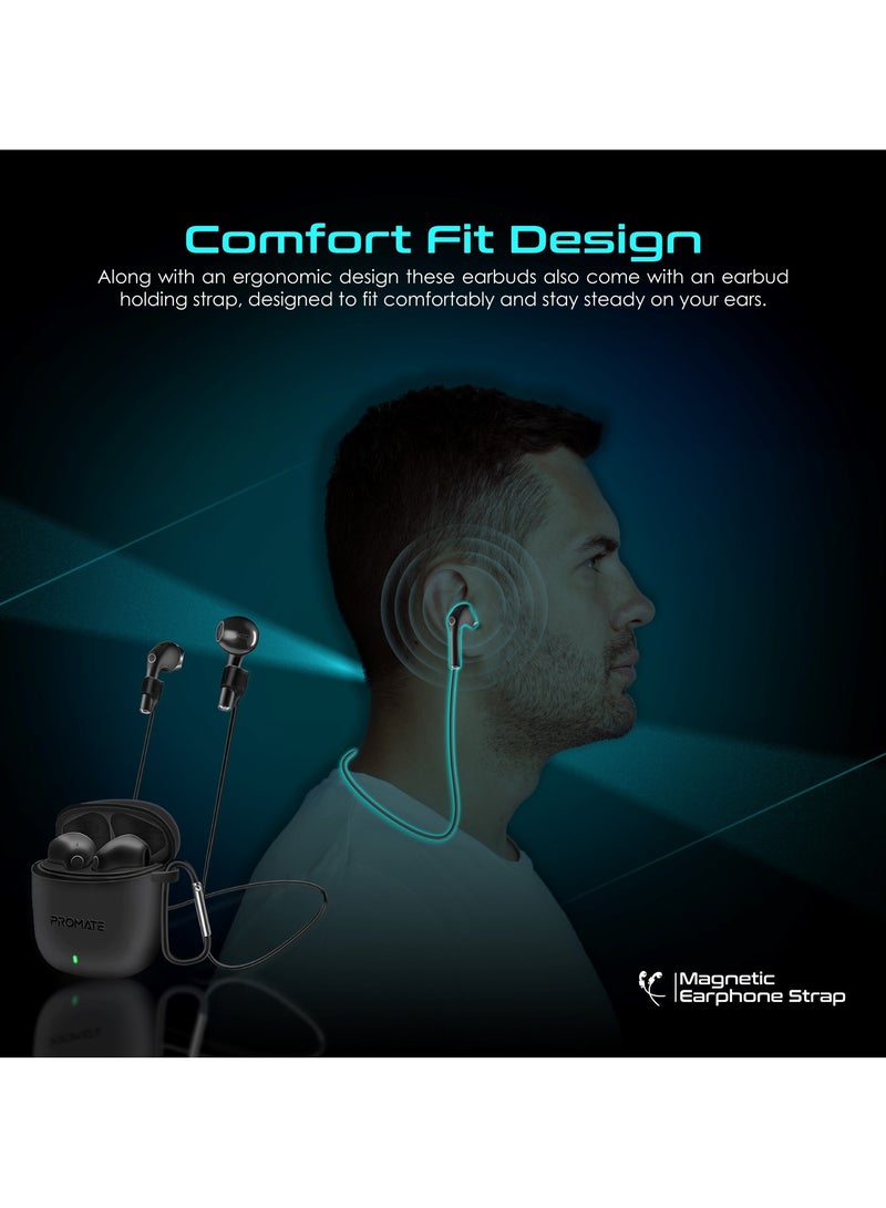 PROMATE - Wireless Earbuds, In-Ear Bluetooth v5.3 with ENC Noise Reduction, 30-hour Playback Time, Intelligent Touch Controls and 300mAh Charging Case Black - Image 1