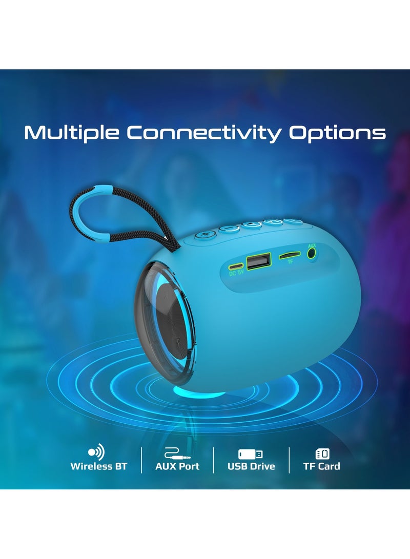 PROMATE - Bluetooth Speaker, Premium 5W True Wireless Portable HD Speaker with LED Lights, Bluetooth v5.3, Long Playtime, AUX, USB Port and TF Card Slot Blue - Image 1