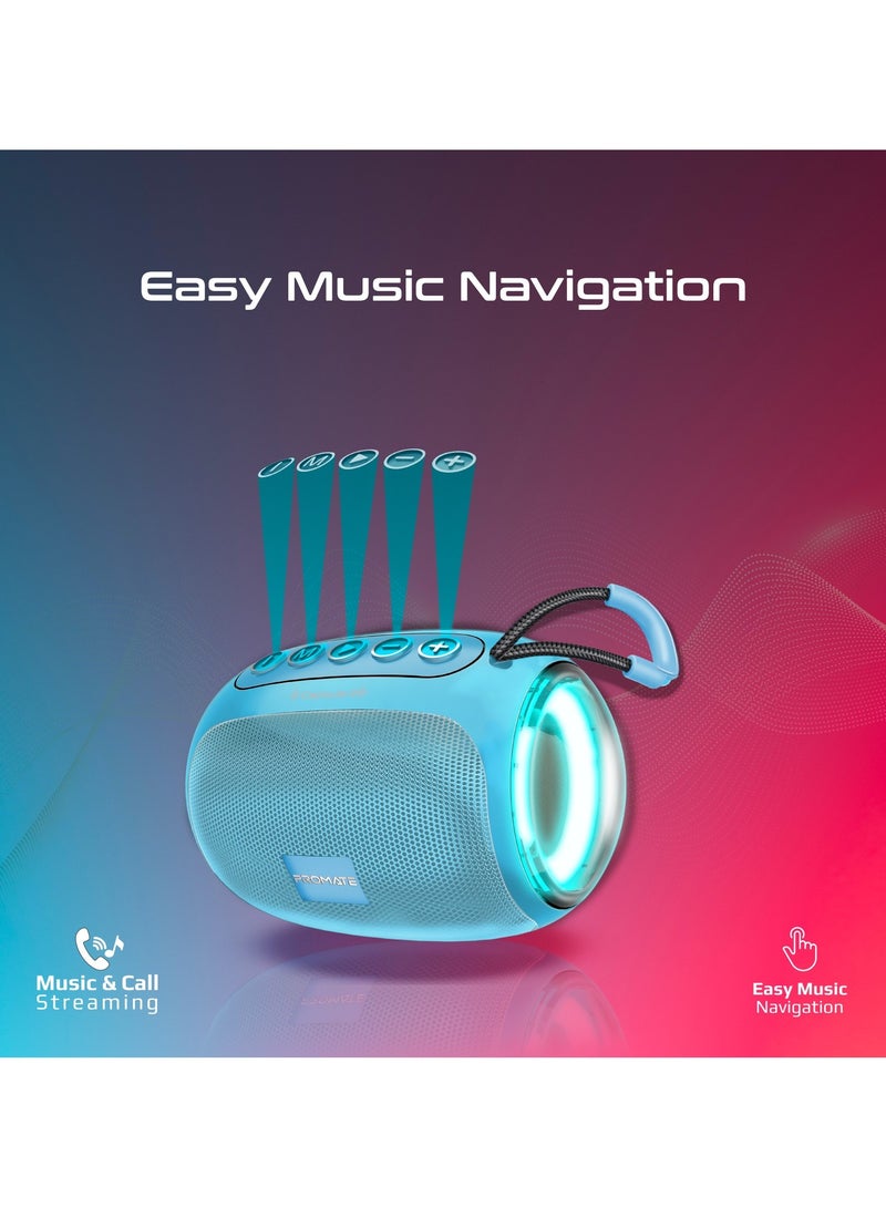 PROMATE - Bluetooth Speaker, Premium 5W True Wireless Portable HD Speaker with LED Lights, Bluetooth v5.3, Long Playtime, AUX, USB Port and TF Card Slot Blue - Image 1