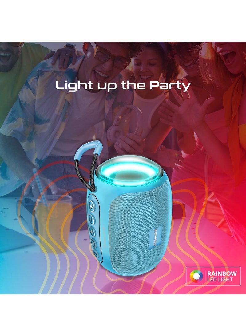 PROMATE - Bluetooth Speaker, Premium 5W True Wireless Portable HD Speaker with LED Lights, Bluetooth v5.3, Long Playtime, AUX, USB Port and TF Card Slot Blue - Image 1