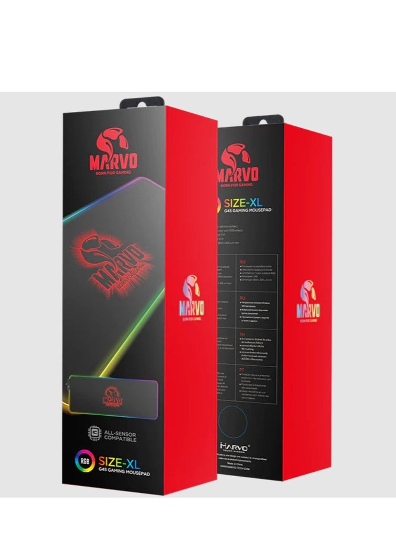 MARVO G45 USB Gaming Mousepad With RGB Effects Black - Image 5