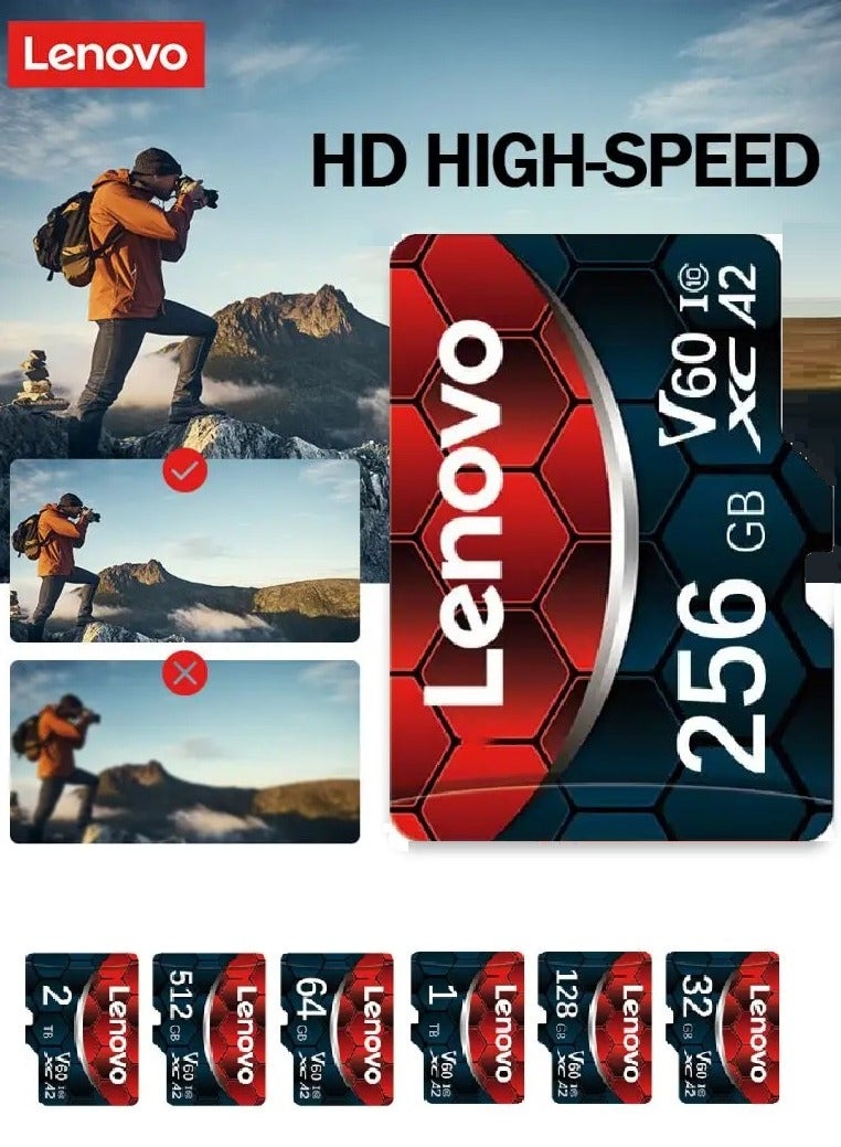 Lenovo - V60 Ultra Fast Speed Micro SD Memory Card XC A2 Class 10 Micro TF Flash SDCS2 100Mb/s Reading With SD Card Adapter 256 GB - Image 1