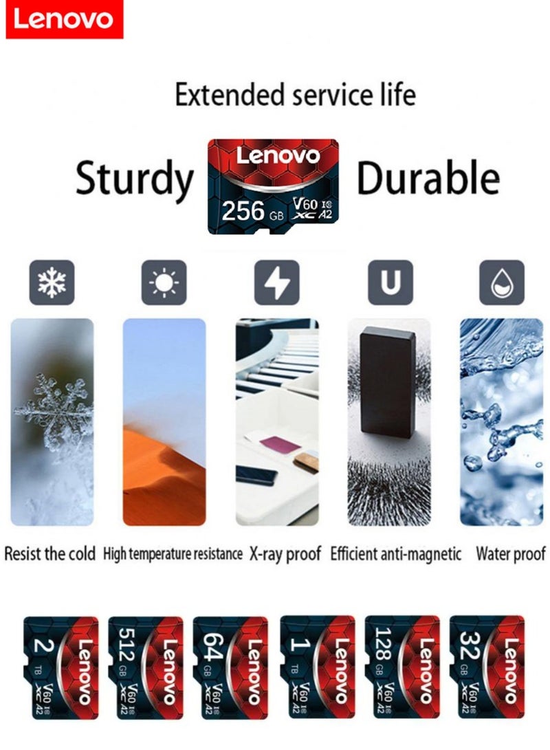 Lenovo - V60 Ultra Fast Speed Micro SD Memory Card XC A2 Class 10 Micro TF Flash SDCS2 100Mb/s Reading With SD Card Adapter 256 GB - Image 1